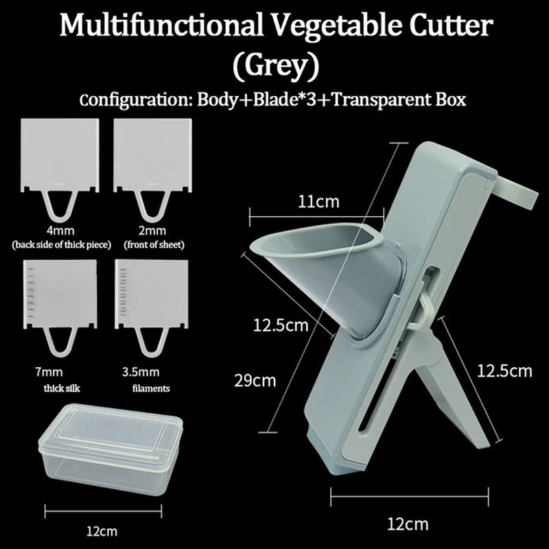 Ultimate Kitchen Companion: 5-in-1 Multifunctional Vegetable Cutter Slicer Grater with Adjustable Safe Blades