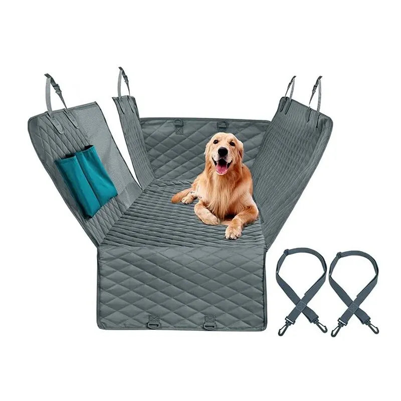 Premium Double-Zipper Dog Car Seat Cover: Waterproof & Dirt-Resistant, Fits Multiple Models, 143×153CM, Solid Color, Rear Seat Cushion for Ultimate Comfort!