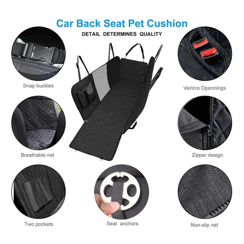 Premium Double-Zipper Dog Car Seat Cover: Waterproof & Dirt-Resistant, Fits Multiple Models, 143×153CM, Solid Color, Rear Seat Cushion for Ultimate Comfort!