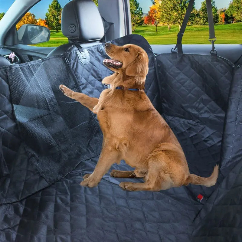 Premium Double-Zipper Dog Car Seat Cover: Waterproof & Dirt-Resistant, Fits Multiple Models, 143×153CM, Solid Color, Rear Seat Cushion for Ultimate Comfort!