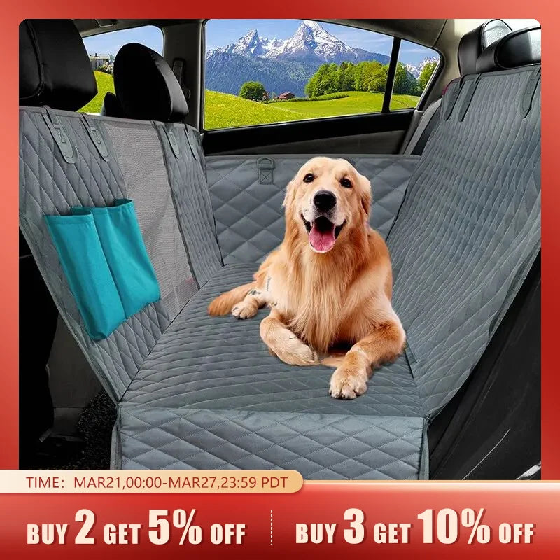 Premium Double-Zipper Dog Car Seat Cover: Waterproof & Dirt-Resistant, Fits Multiple Models, 143×153CM, Solid Color, Rear Seat Cushion for Ultimate Comfort!