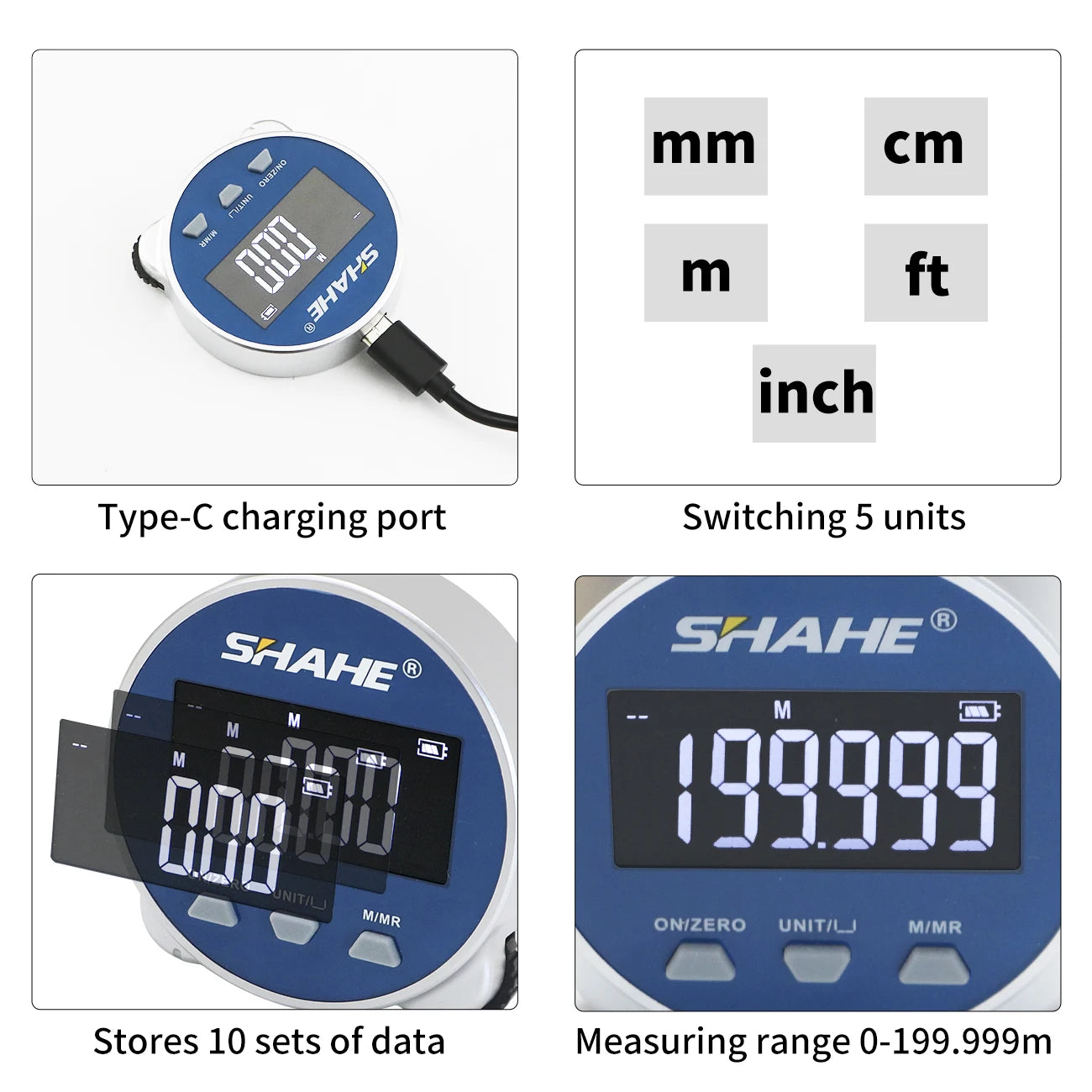 LCD Digital Ruler: Rechargeable Type-C Electronic Tape Measure for High Accuracy Handheld Length Measurement