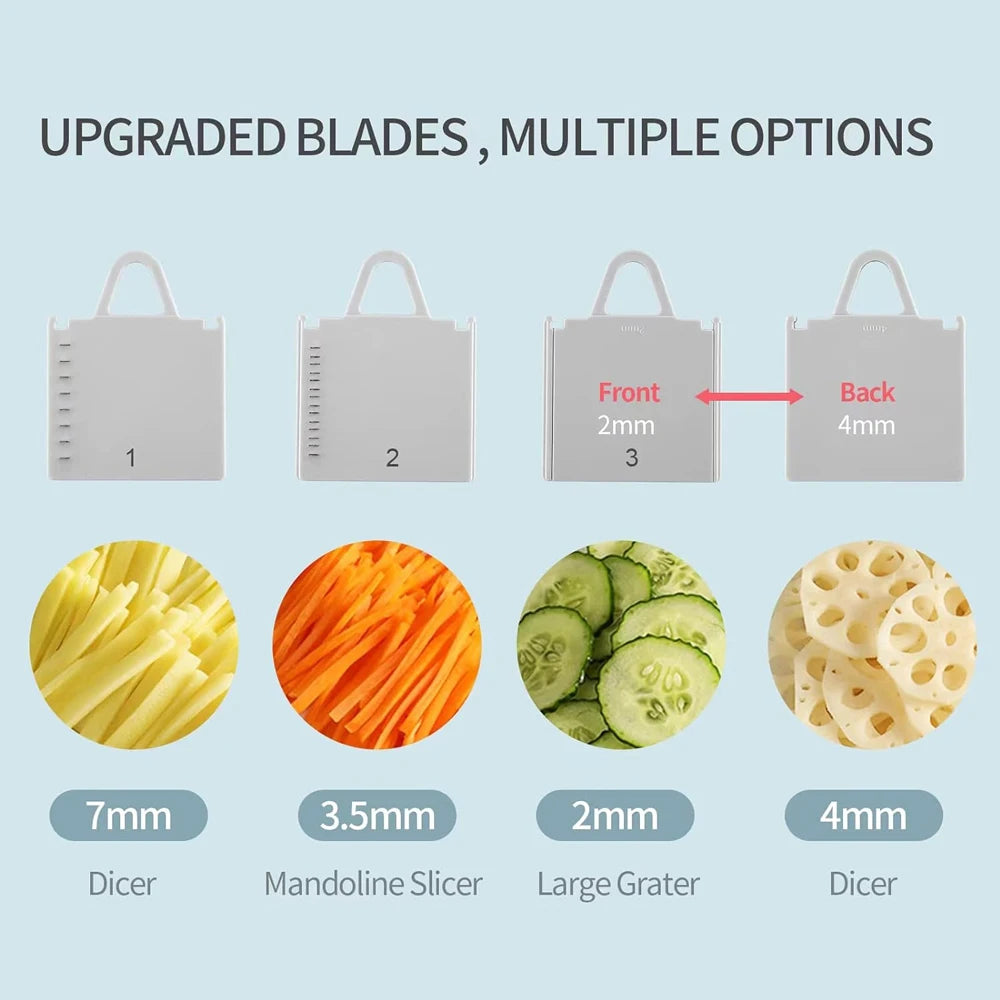 Ultimate Kitchen Companion: 5-in-1 Multifunctional Vegetable Cutter Slicer Grater with Adjustable Safe Blades